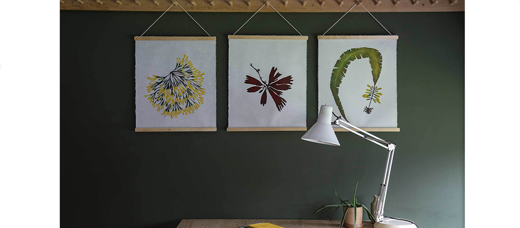 Handmade seaweed block prints by Superfolk. Beautiful Irish Gifts for Her this Festive Season