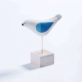 Song Bird on Stand, Blue, Medium