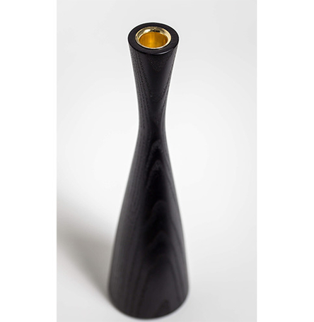 Large Ash Candlestick - Black