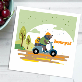 Howya! Freewheeling Bears Everyday Square Card