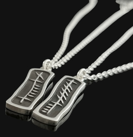 Personalised Ogham Anam Cara Pendant Set | Sterling Silver Carkened