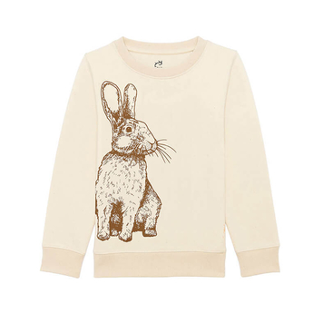 Rabbit sweatshirt, caramel on ecru