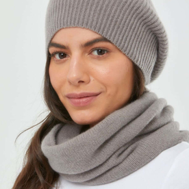 Cashmere Slouch Rib Hat & Snood bundle