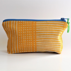 Criss Cross Yellow Linen Pouch