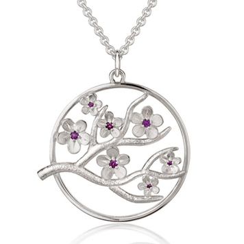 Cherry Blossom large pendant with garnets