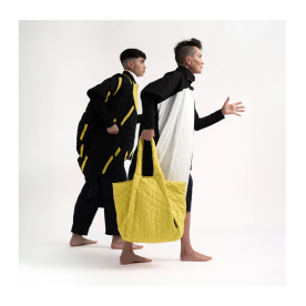 The Costume Room:Linen Quilted Bag Sunshine Yellow