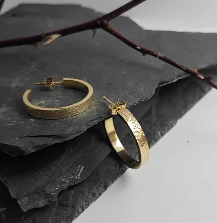 Metal and Lace Gold Hoop Earrings