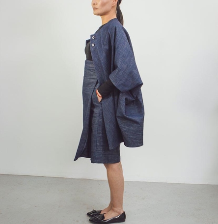 Raw Organic Denim Asymmetric Skirt