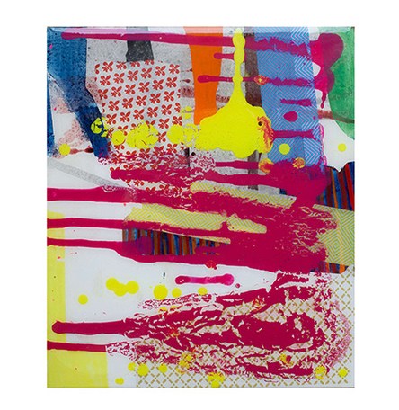 Acrylic, collages & resin on MDF Acrylic, collages & resin on MDF