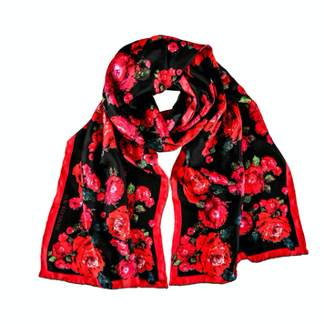 'Mayo Rose' Long Silk Twill Scarf