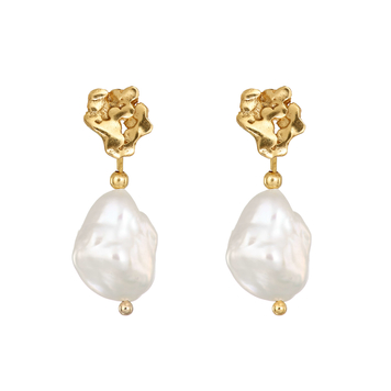 Gold Plated Giant's Causeway Pearl Drop Earrings