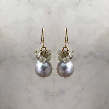 Pearl & Gemstone Cluster Earrings