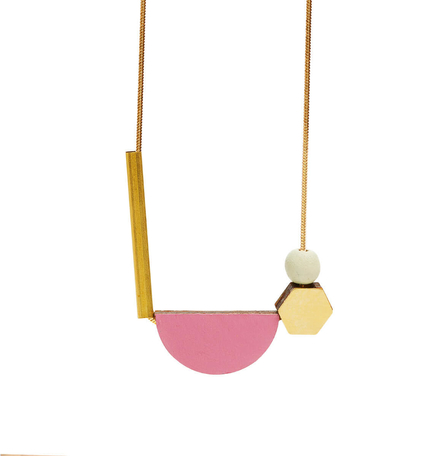 Multishape Plus Necklace in Dirty Pink & Sage Multishape Plus Necklace in Dirty Pink & Sage