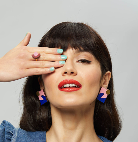 New Wave Earrings in Pink and Blue New Wave Earrings in Pink and Blue
