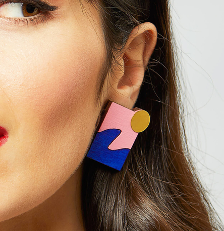 New Wave Earrings in Pink and Blue New Wave Earrings in Pink and Blue