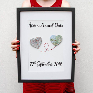 Wedding & Anniversary Custom Map Heart Artwork