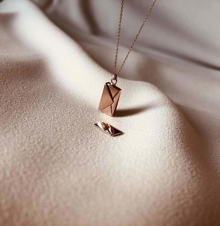 Signature Envelope Necklace, Rose Gold Signature Envelope Necklace, Rose Gold