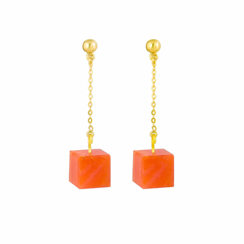 Stud and Chain Earrings - Carnelian